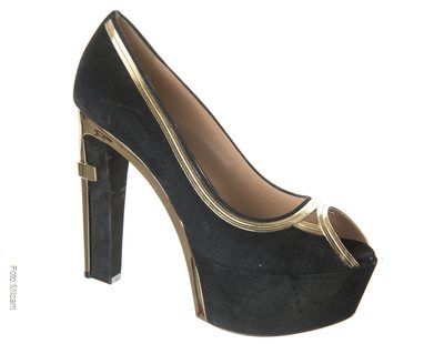 Peeptoe Schwarz-Gold Fabiani